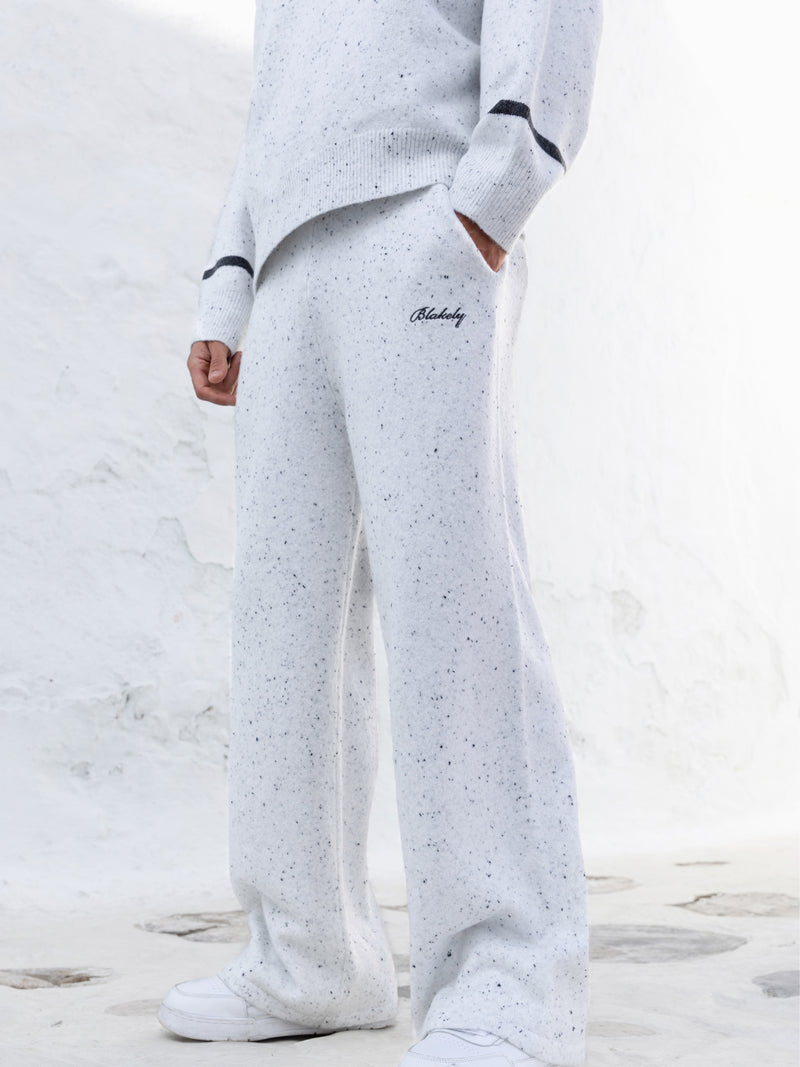 Knitted Wide Leg Sweatpants - Hellgrau