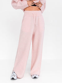 Knitted Wide Leg Sweatpants - Marshmallow Pink