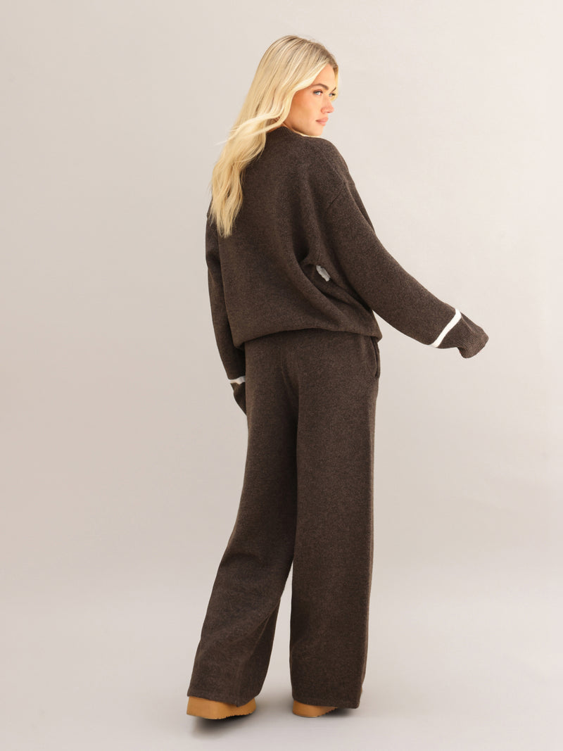 Margot Knitted Wide Leg Sweatpants - Schokoladenbraun