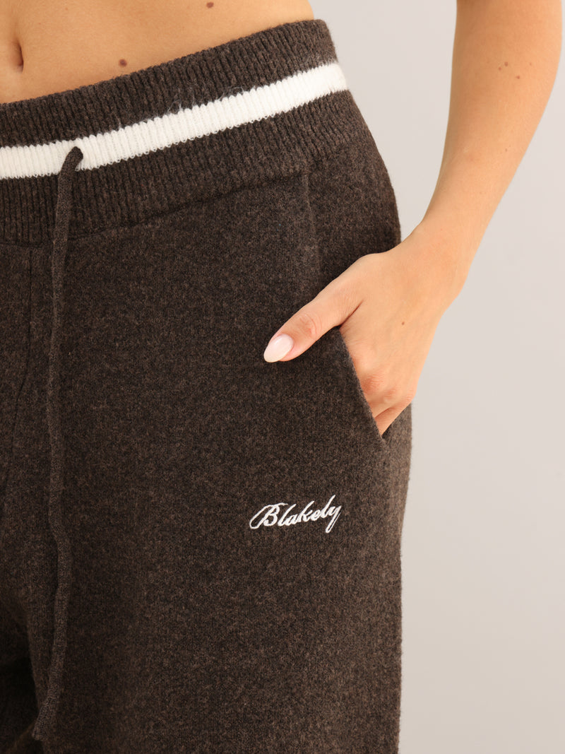 Margot Knitted Wide Leg Sweatpants - Schokoladenbraun