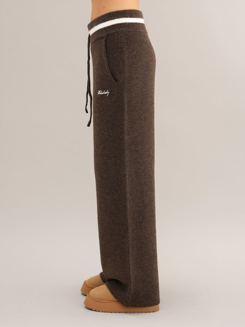 Margot Knitted Wide Leg Sweatpants - Schokoladenbraun