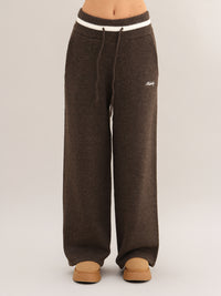 Margot Knitted Wide Leg Sweatpants - Brun chocolat