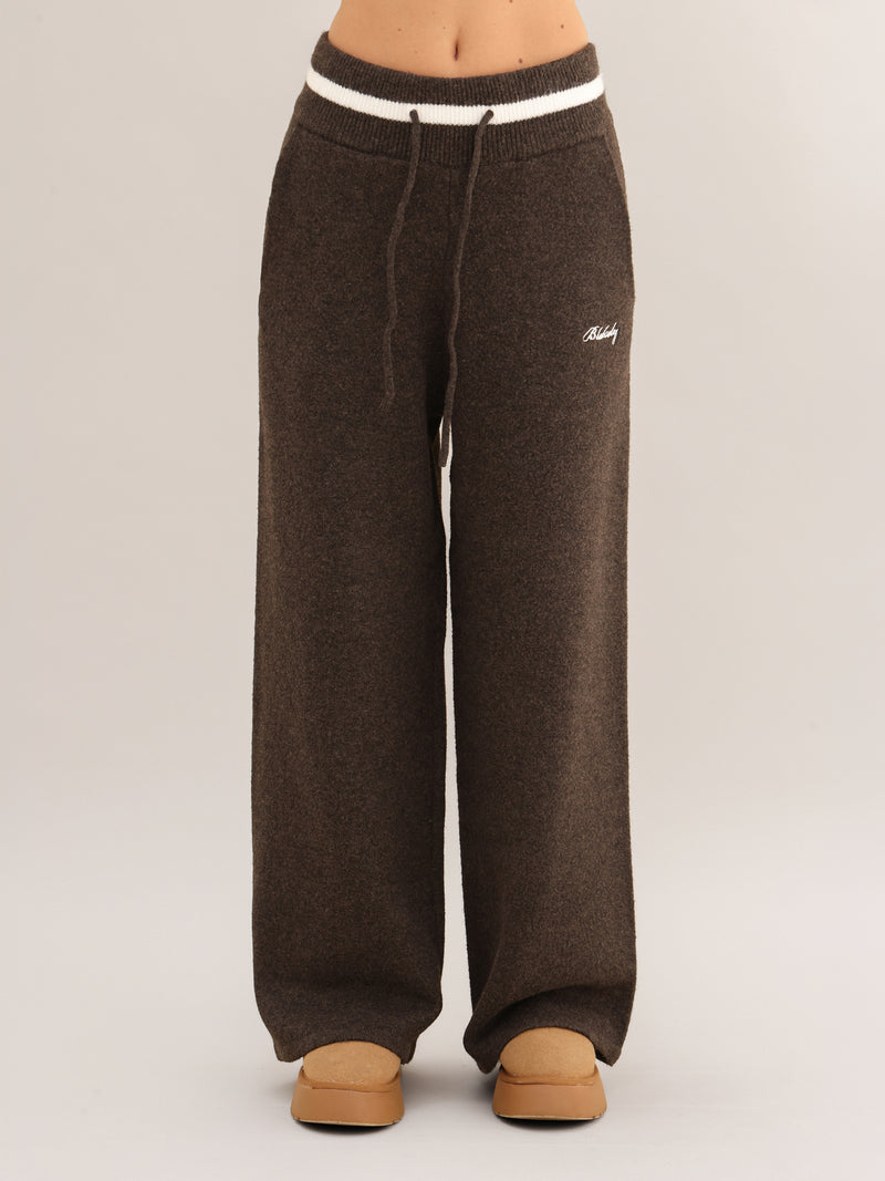Margot Knitted Wide Leg Sweatpants - Schokoladenbraun