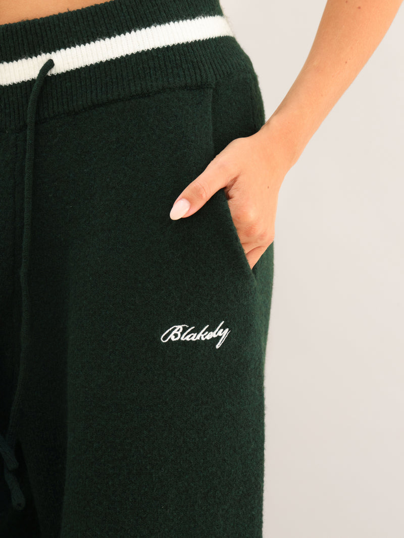 Margot Knitted Wide Leg Sweatpants - Vert émeraude