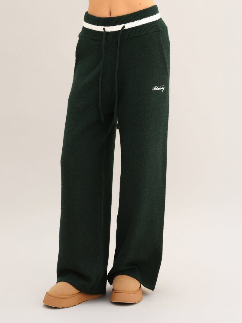 Margot Knitted Wide Leg Sweatpants - Vert émeraude