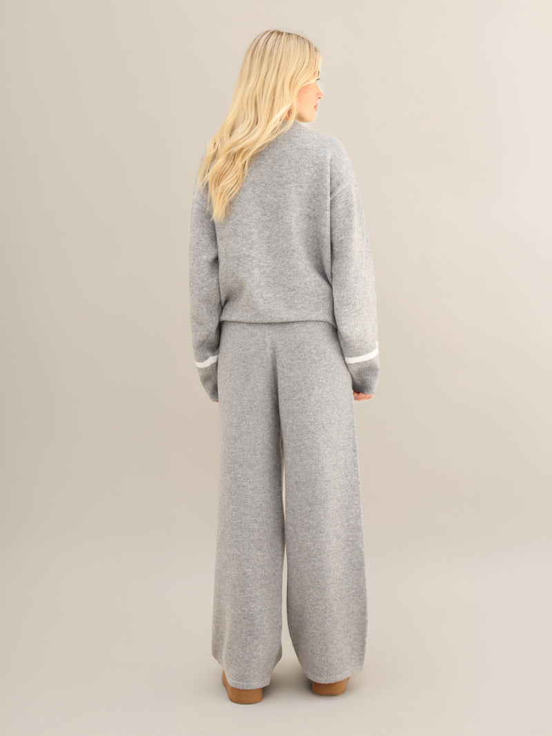 Margot Knitted Wide Leg Sweatpants - Mergelgrau