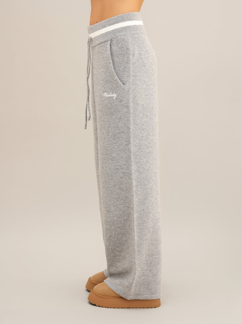Margot Knitted Wide Leg Sweatpants - Mergelgrau