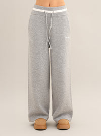 Margot Knitted Wide Leg Sweatpants - Mergelgrau