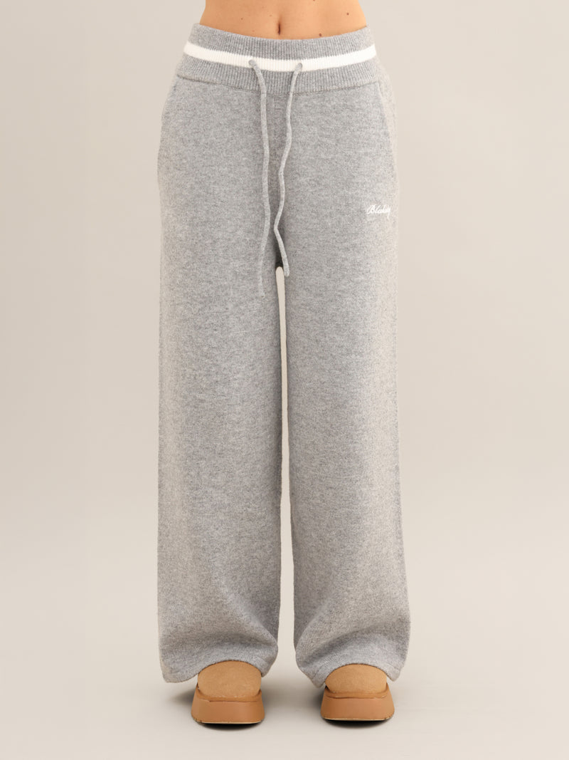 Margot Knitted Wide Leg Sweatpants - Mergelgrau