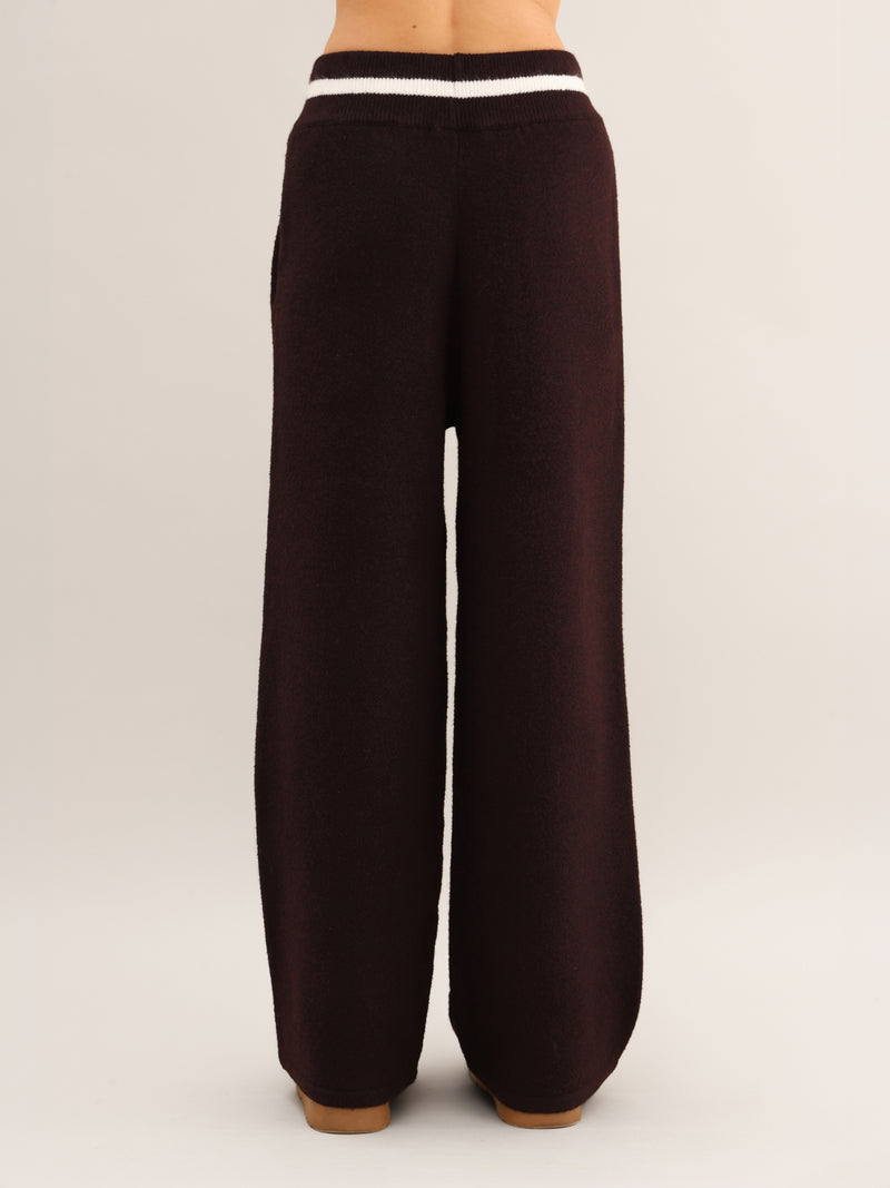 Margot Knitted Wide Leg Sweatpants - Dunkle Maulbeere