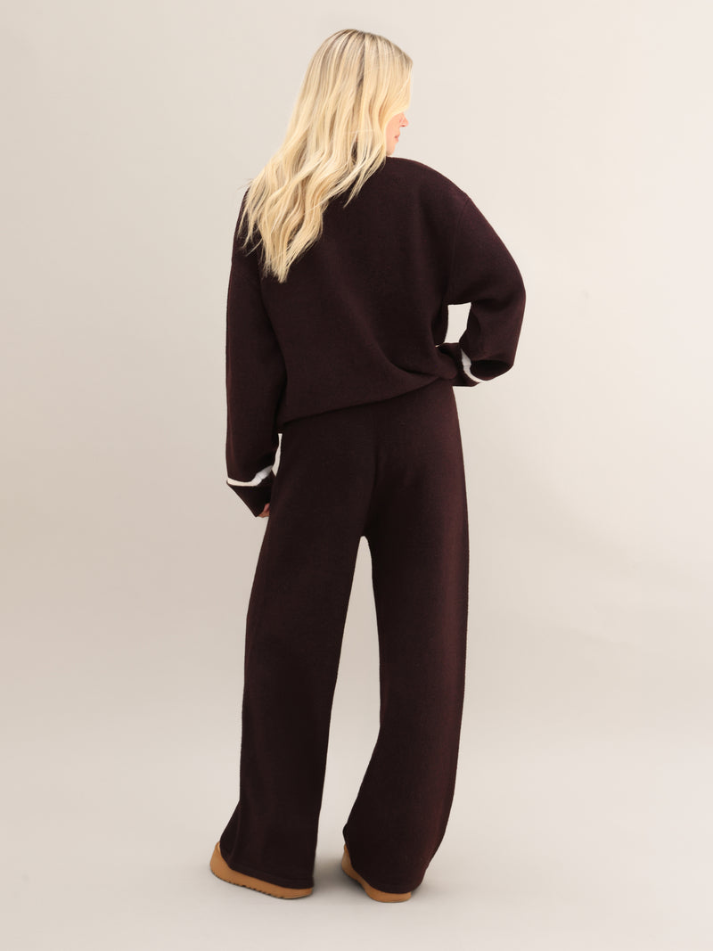 Margot Knitted Wide Leg Sweatpants - Dunkle Maulbeere
