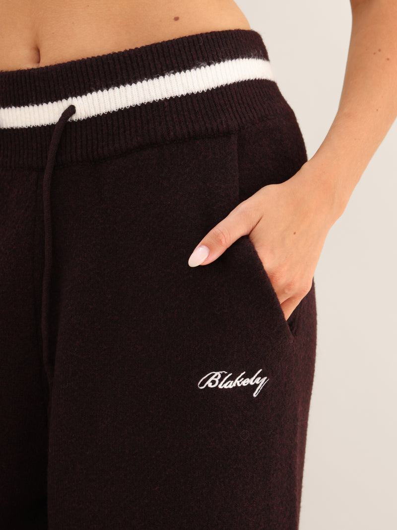 Margot Knitted Wide Leg Sweatpants - Dunkle Maulbeere