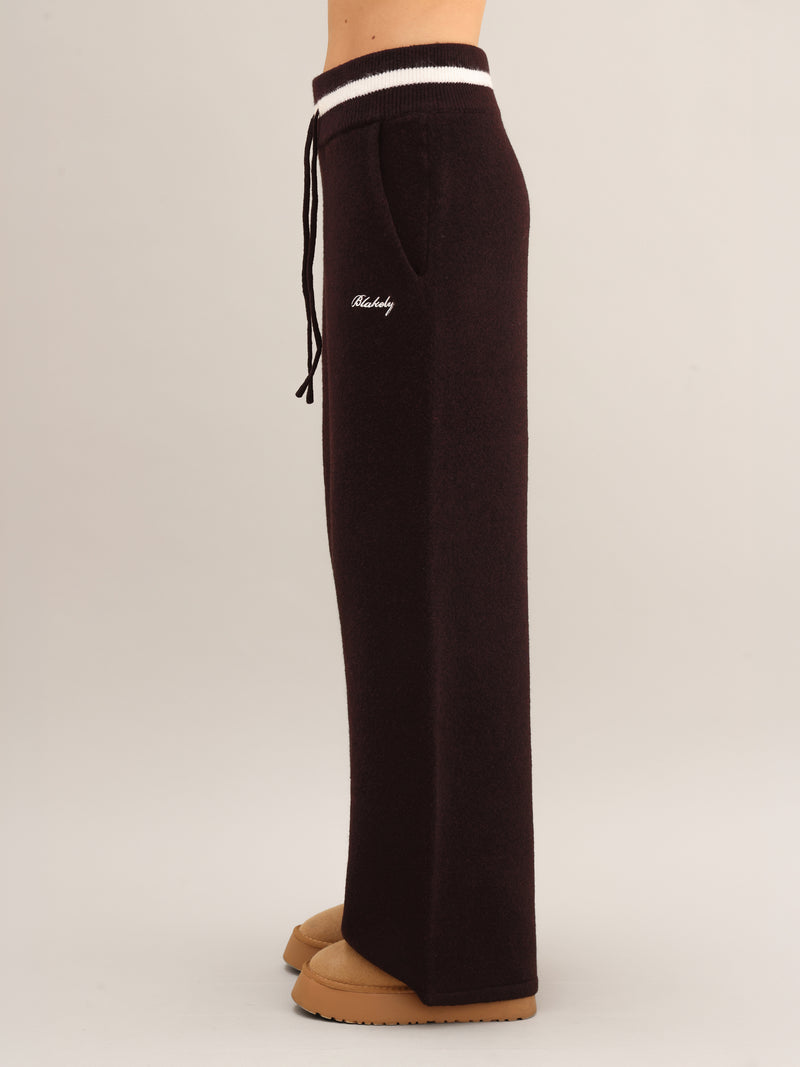 Margot Knitted Wide Leg Sweatpants - Dunkle Maulbeere