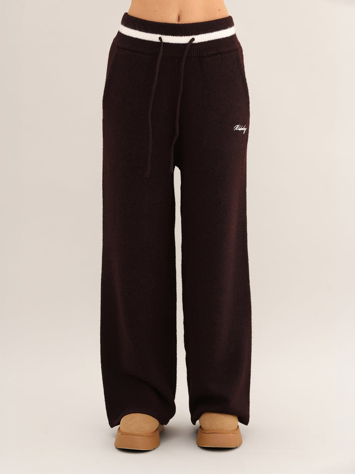 Margot Knitted Wide Leg Sweatpants - Dunkle Maulbeere