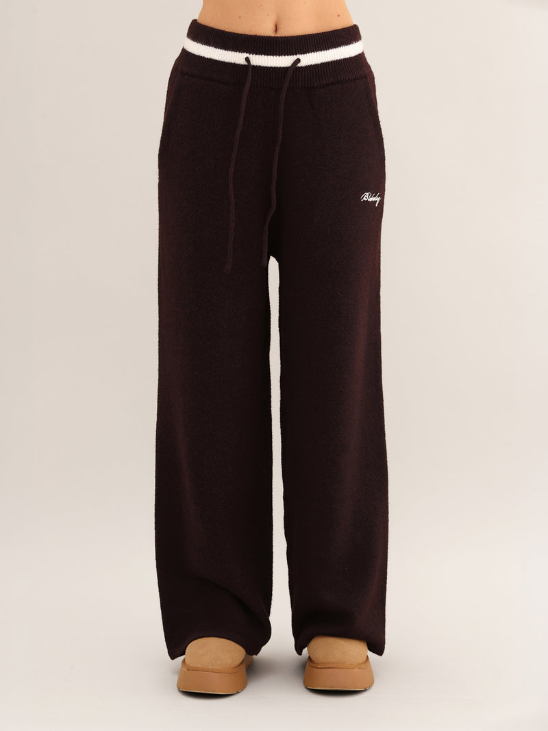 Margot Knitted Wide Leg Sweatpants - Dunkle Maulbeere