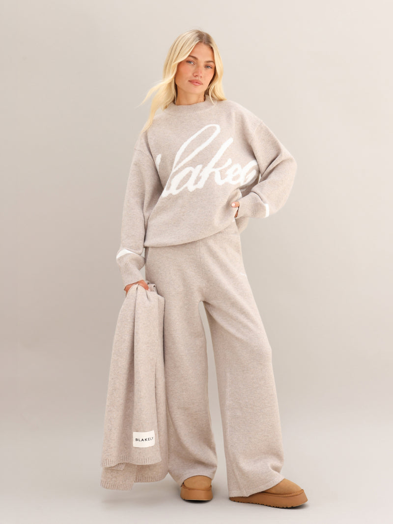 Margot Knitted Wide Leg Sweatpants - Geroosterde Taupe