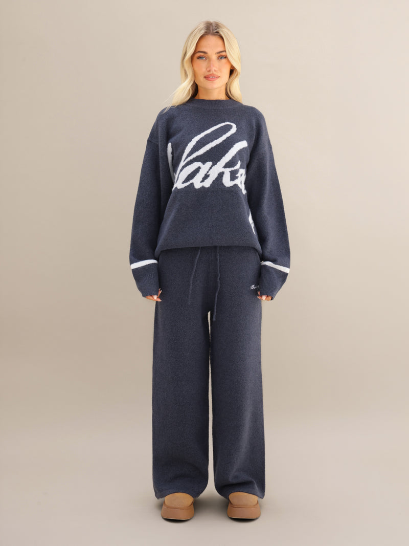 Margot Knitted Wide Leg Sweatpants - Echte Marine