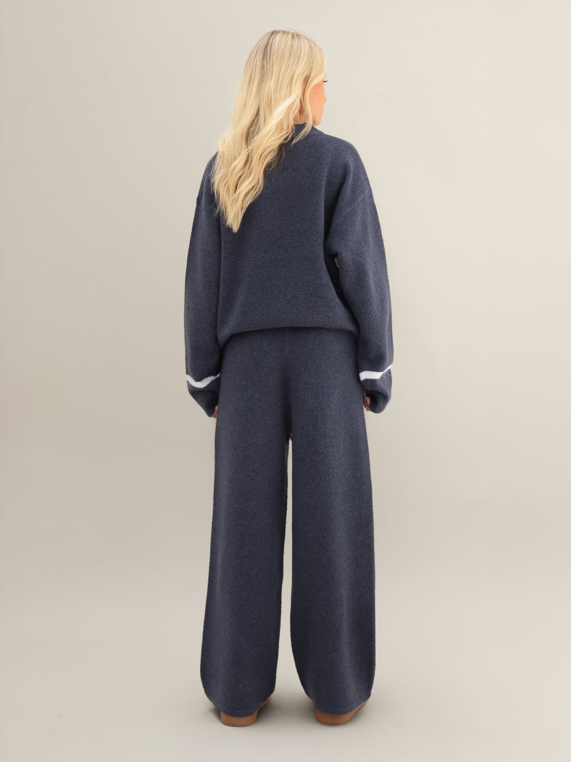 Margot Knitted Wide Leg Sweatpants - Echte Marine