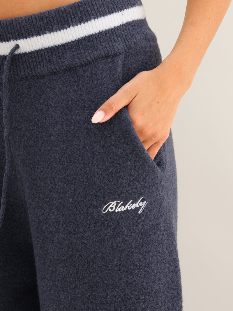 Margot Knitted Wide Leg Sweatpants - Echte Marine