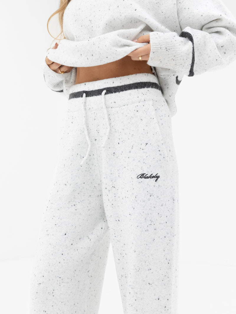Margot Knitted Wide Leg Sweatpants - Cloud Grey