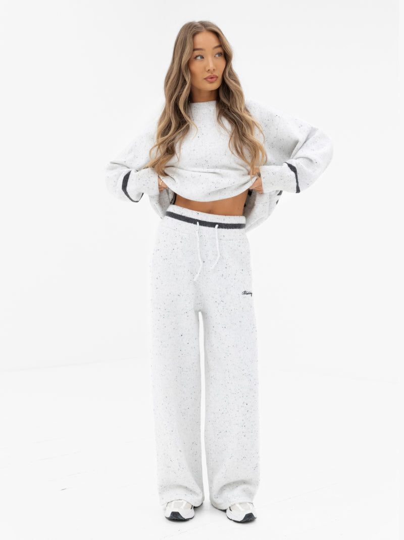 Margot Knitted Wide Leg Sweatpants - Cloud Grey