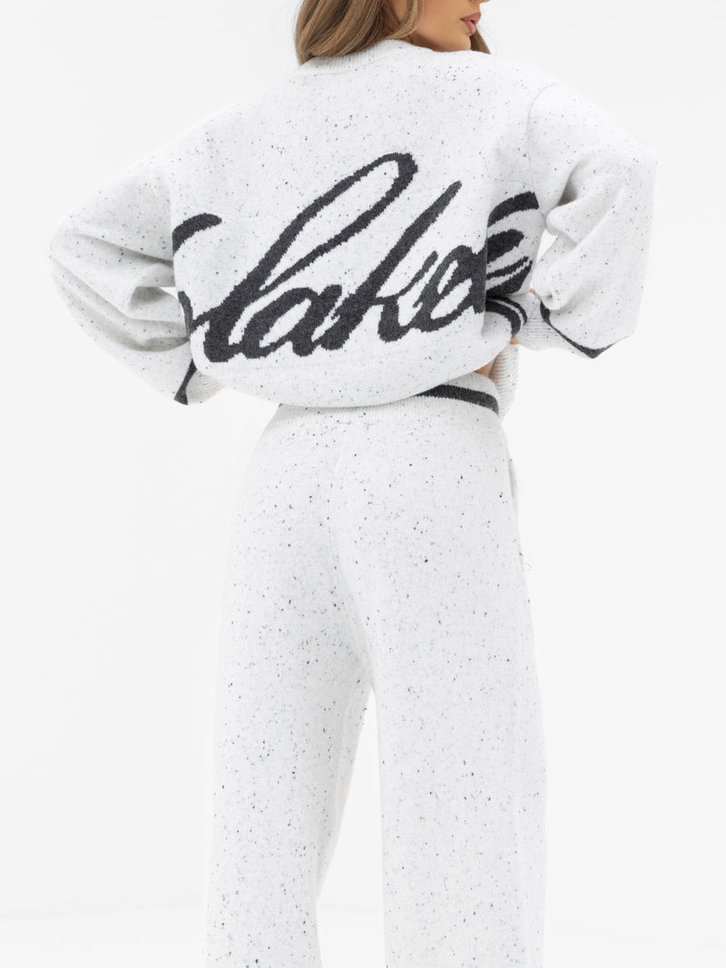 Margot Knitted Wide Leg Sweatpants - Cloud Grey