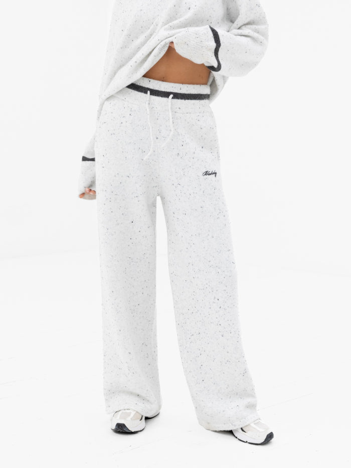 Margot Knitted Wide Leg Sweatpants - Cloud Grey