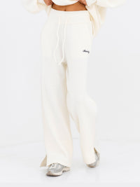 Knitted Wide Leg Sweatpants - Creme