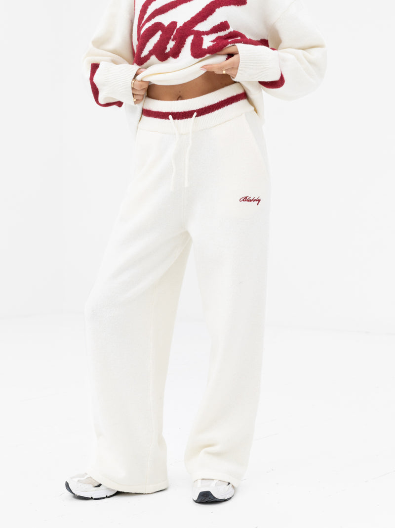 Margot Knitted Wide Leg Sweatpants - Cream
