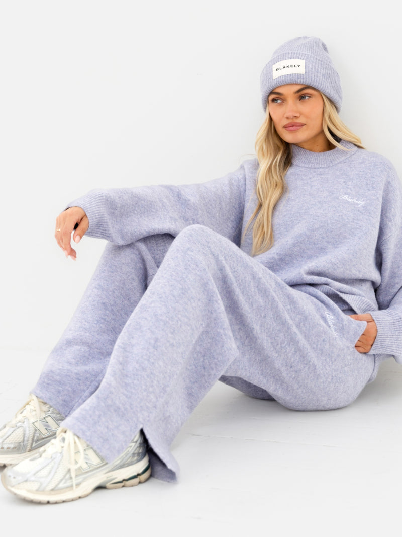 Knitted Wide Leg Sweatpants - Lila