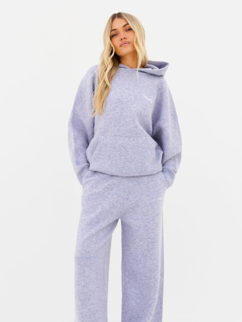 Knitted Wide Leg Sweatpants - Lila