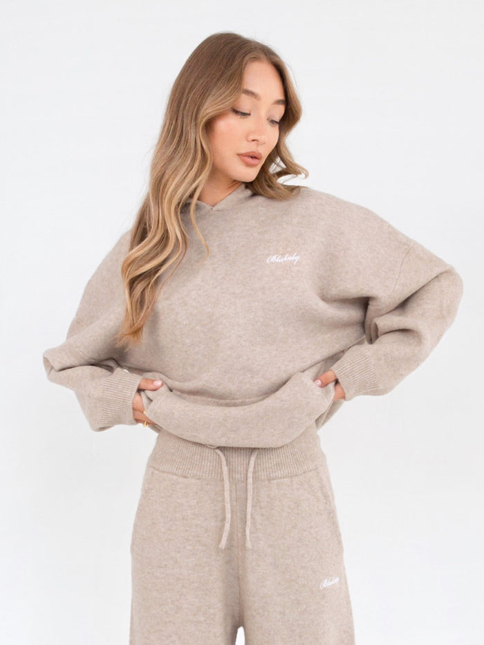 Oversized Knitted Hoodie - Toasted Taupe