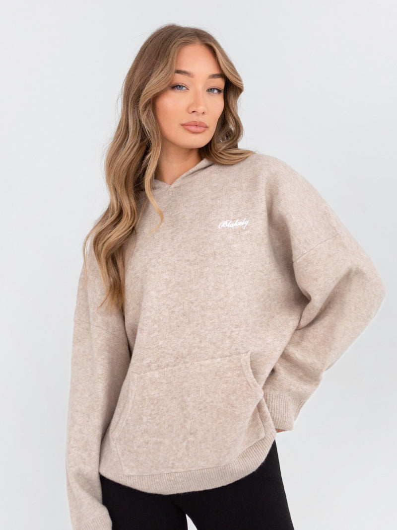 Oversized Knitted Hoodie - Toasted Taupe