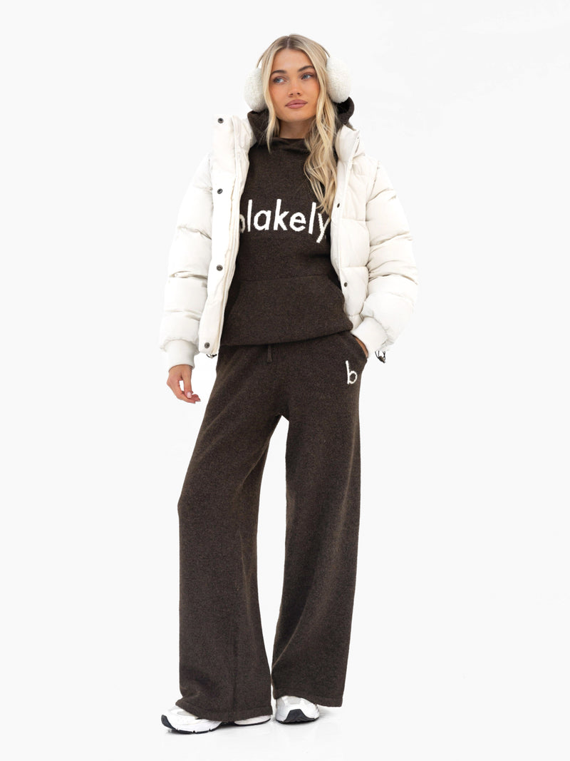 Mabel Oversized Knitted Hoodie - Schokoladenbraun