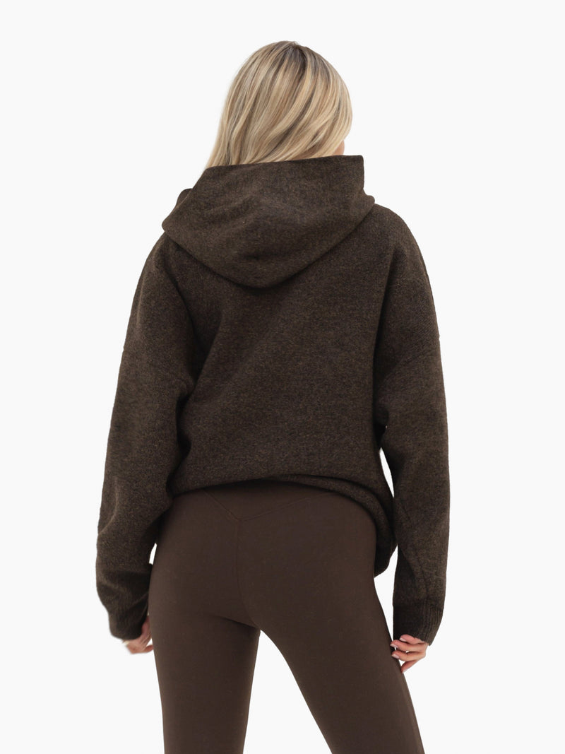 Mabel Oversized Knitted Hoodie - Schokoladenbraun