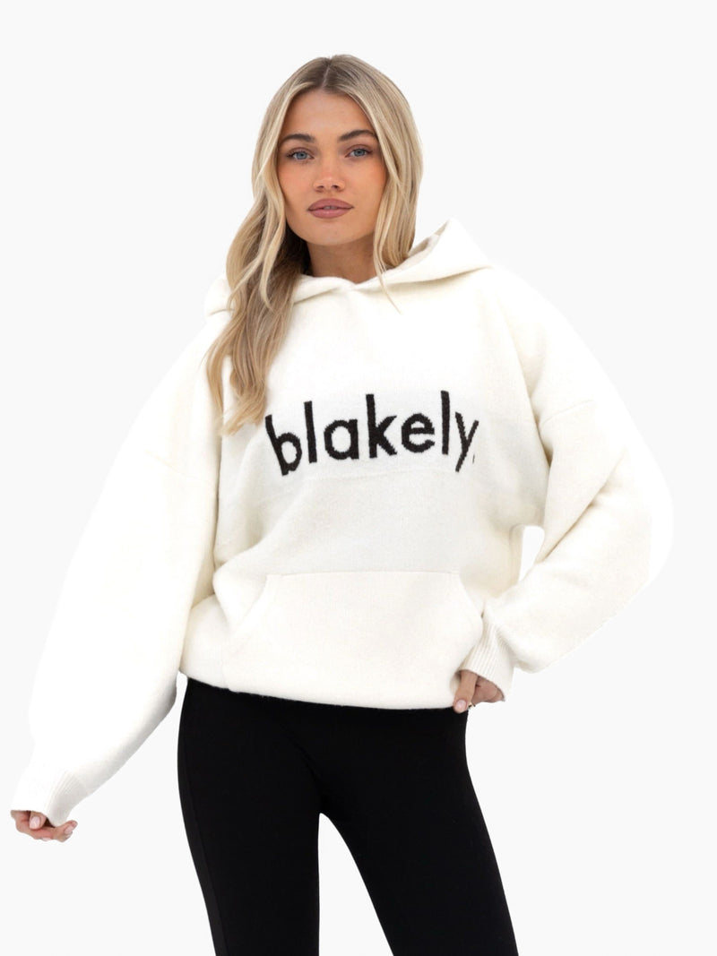 Mabel Oversized Knitted Hoodie - Creme