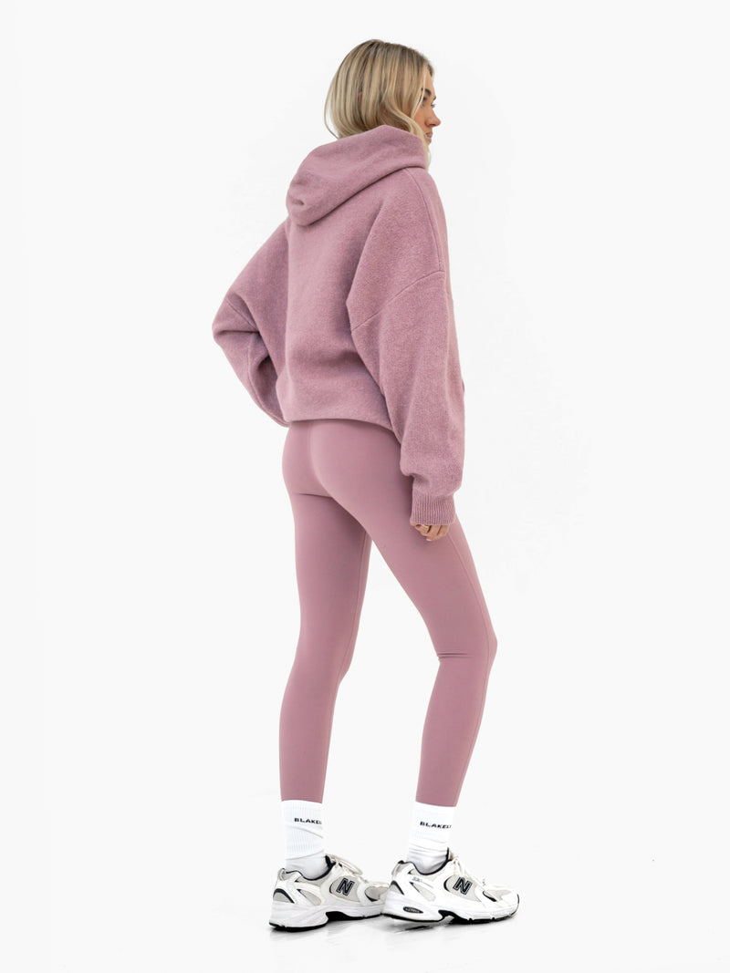 Mabel Oversized Knitted Hoodie - Dusty Pink