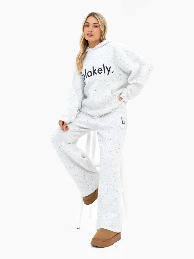 Mabel Oversized Knitted Hoodie - Hellgrau