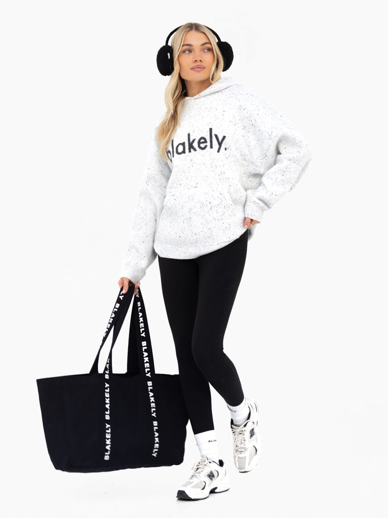 Mabel Oversized Knitted Hoodie - Hellgrau