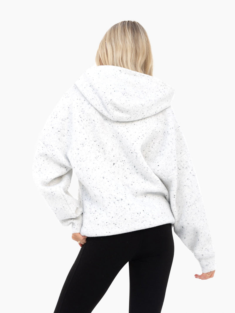 Mabel Oversized Knitted Hoodie - Hellgrau