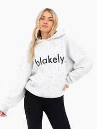 Mabel Oversized Knitted Hoodie - Hellgrau