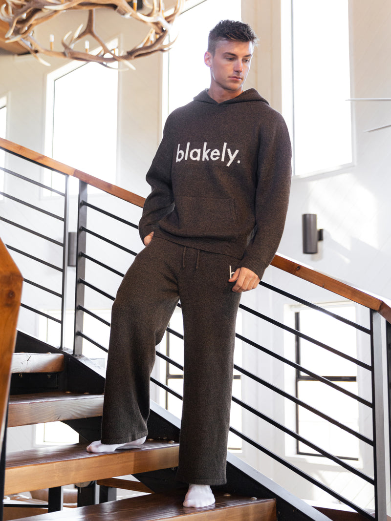 Alfie Relaxed Knitted Hoodie - Dunkelbraun