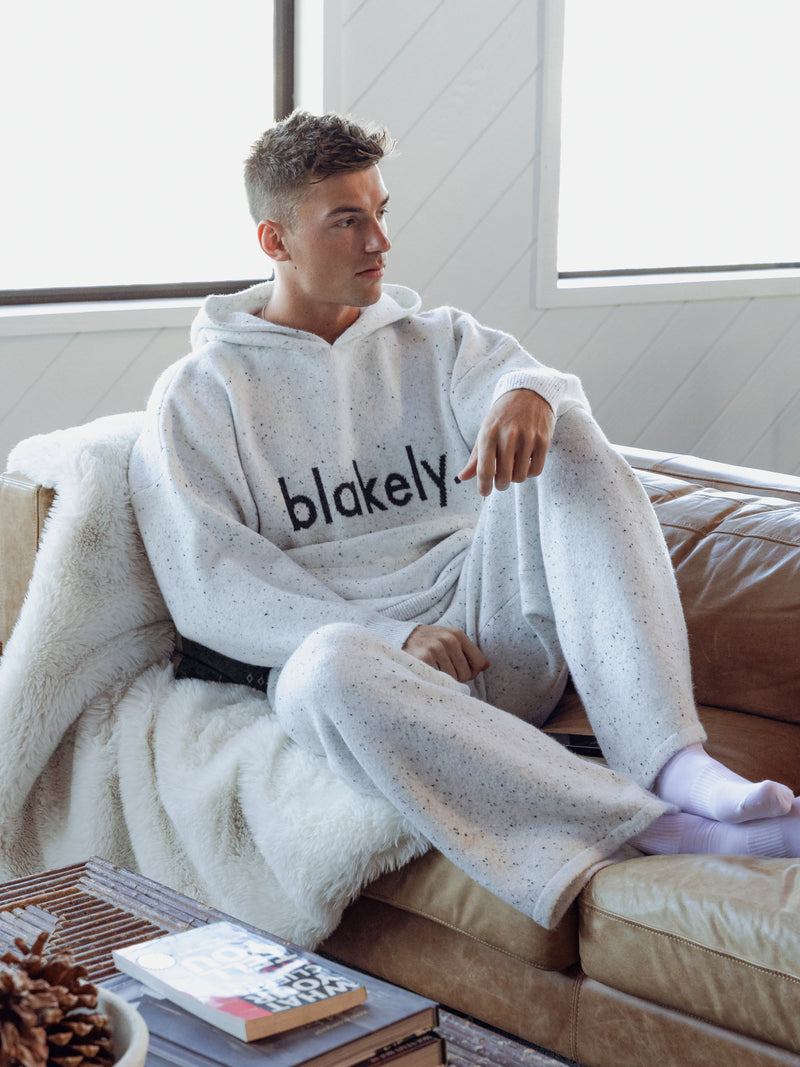 Alfie Relaxed Knitted Hoodie - Hellgrau