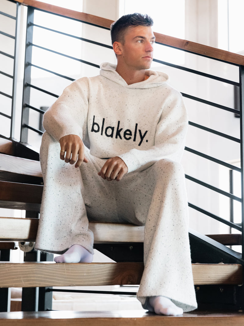 Alfie Relaxed Knitted Hoodie - Hellgrau