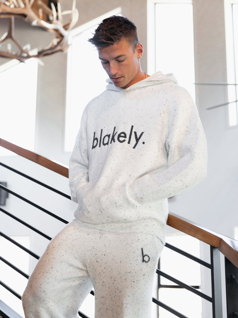 Alfie Relaxed Knitted Hoodie - Hellgrau