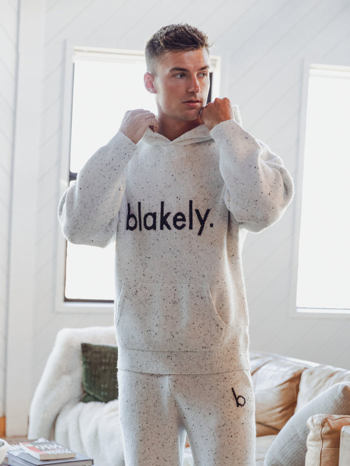 Alfie Relaxed Knitted Hoodie - Hellgrau