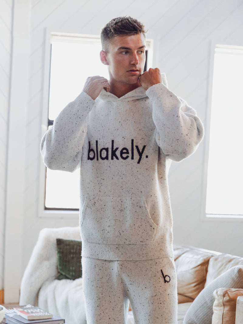 Alfie Relaxed Knitted Hoodie - Hellgrau