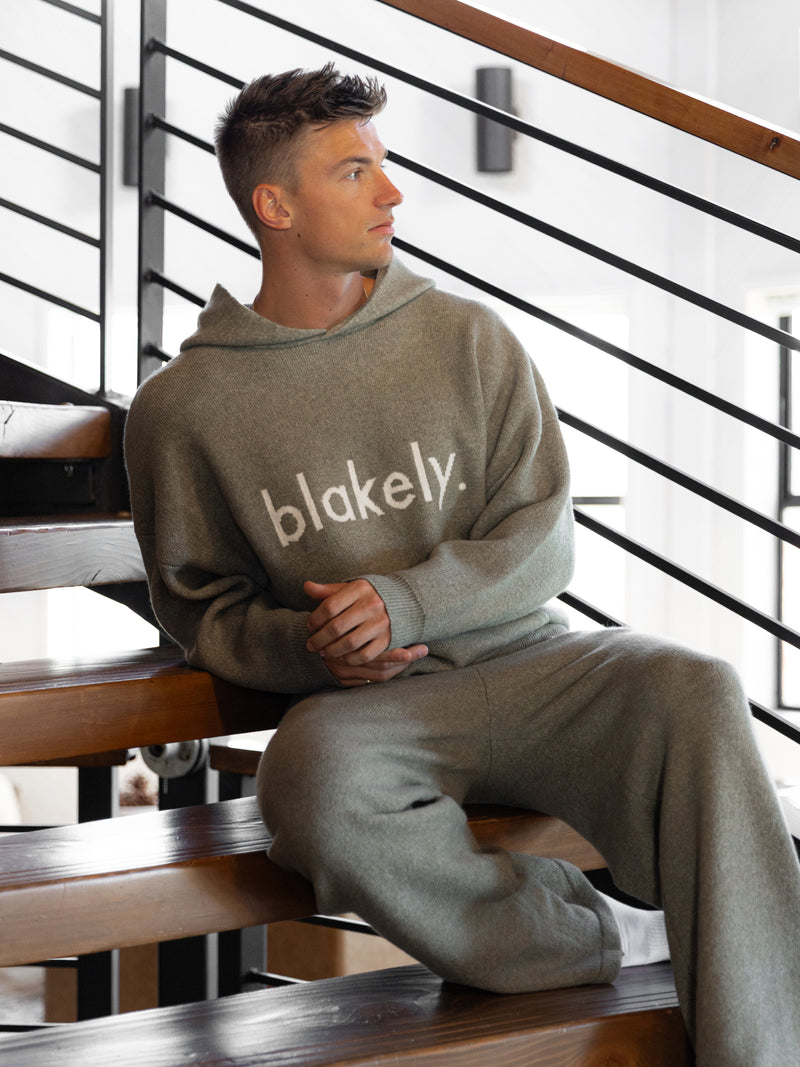 Alfie Relaxed Knitted Hoodie - Safarigrün