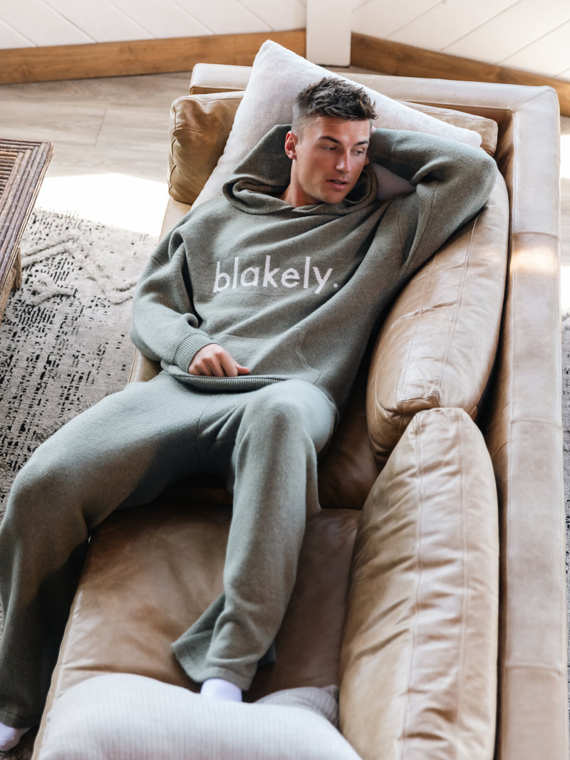 Alfie Relaxed Knitted Hoodie - Safarigrün