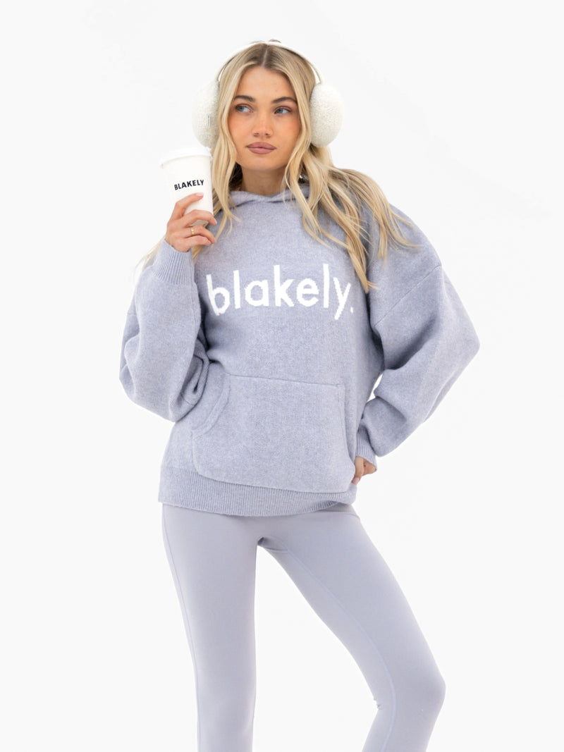 Mabel Oversized Knitted Hoodie - Blasses Flieder